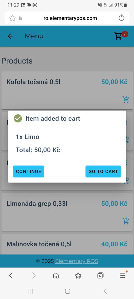 Remote orders - order via QR code by customer