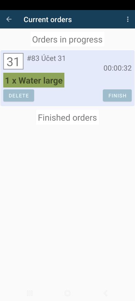 Current orders screen
