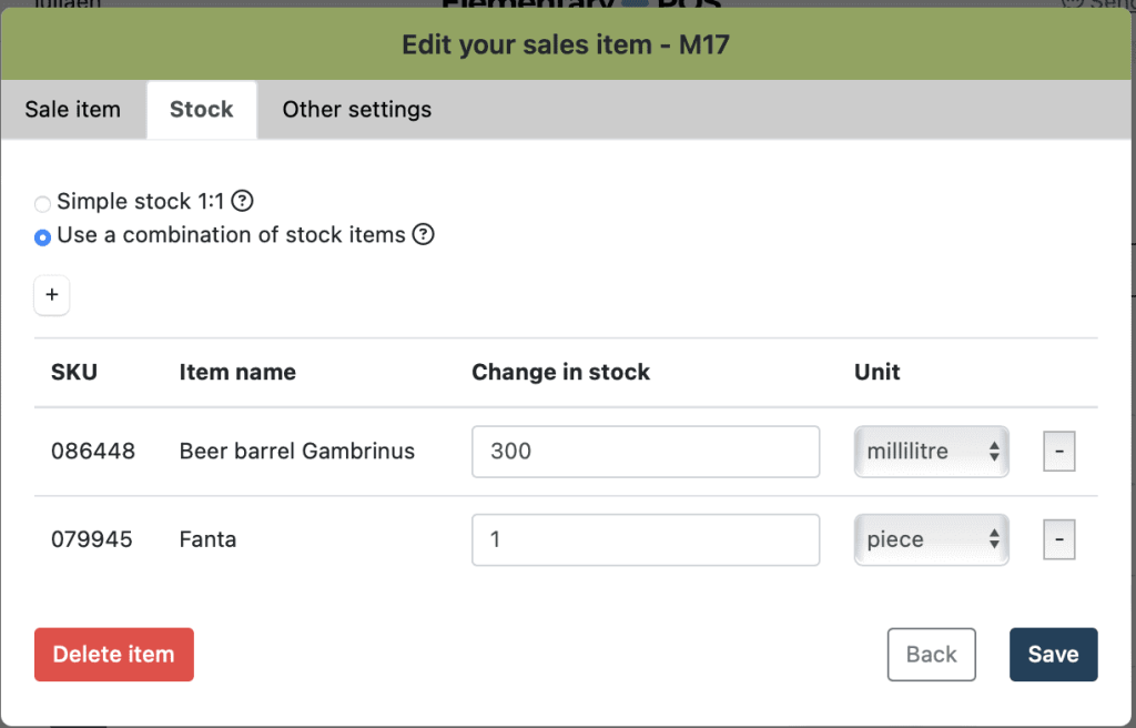 How to: Selling stock item units in Elementary POS