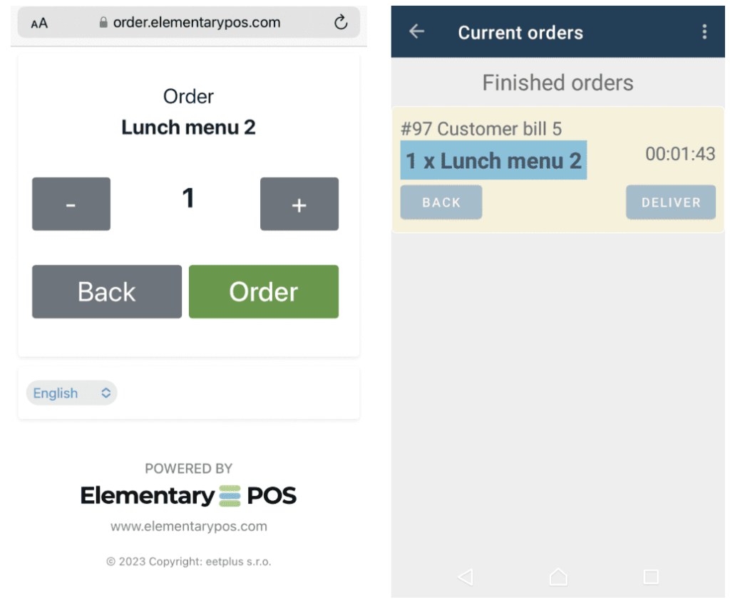 QR code ordering mobile