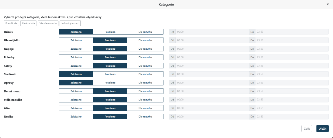 Kancelář - Vzdálená objednávka - výběr kategorií