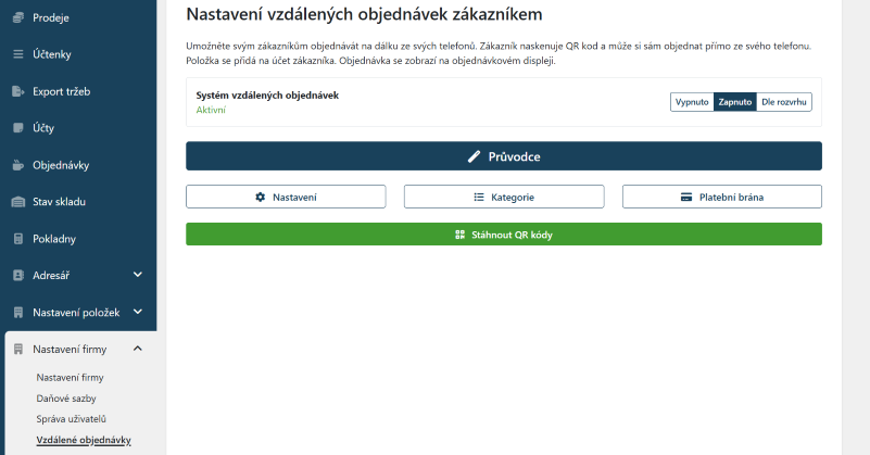 Elementary POS Kancelář - Vzdálené objednávky