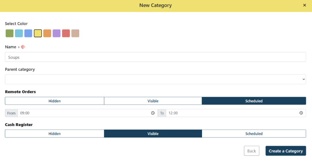 new category settings