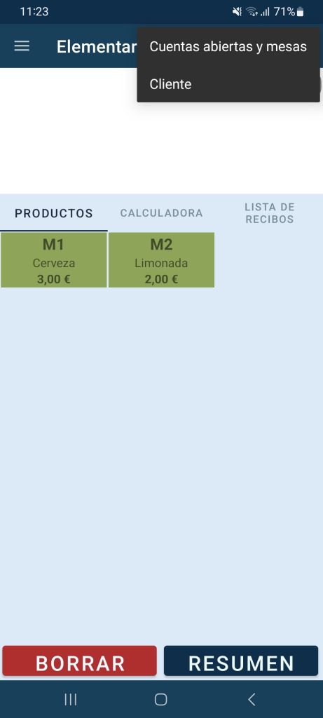 Cuenta abiertas y mesas