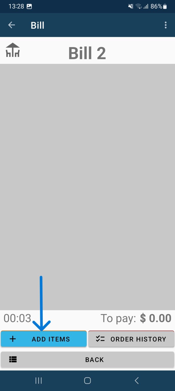 New app improvements - adding items to bill and payment type