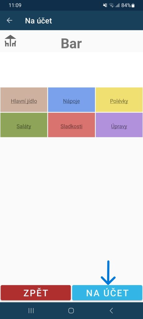 přidání položek na účet