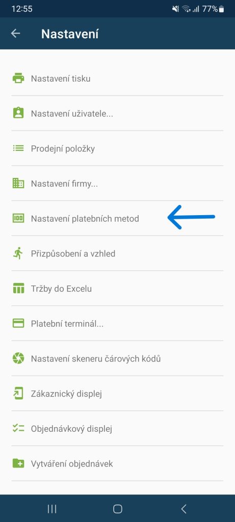 nastavení platebních metod