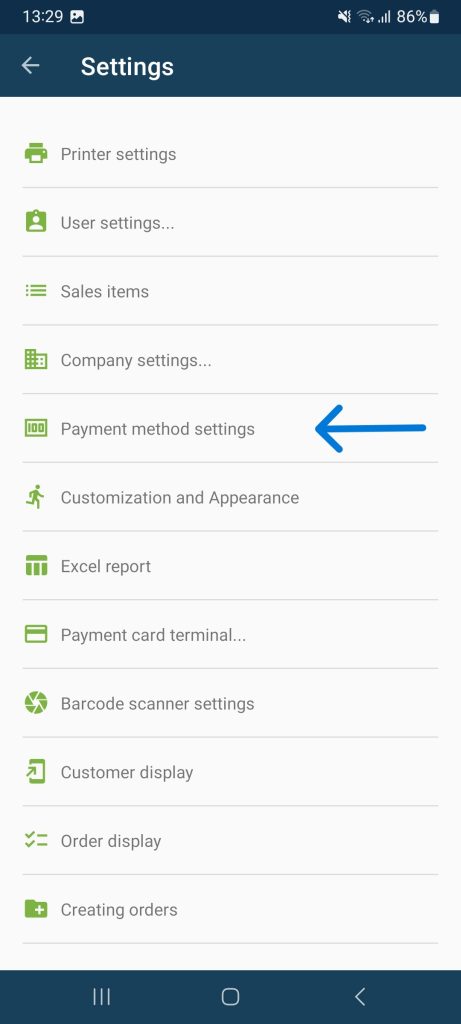 payment method settings