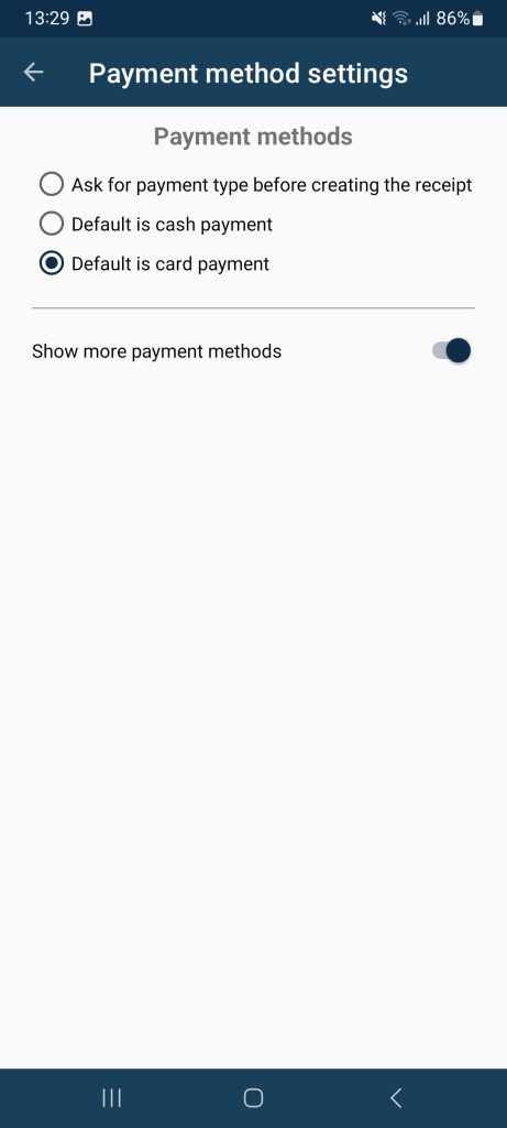 default is card payment