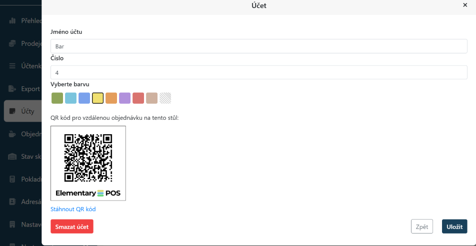 Elementary POS Kancelář - barva stálého účtu