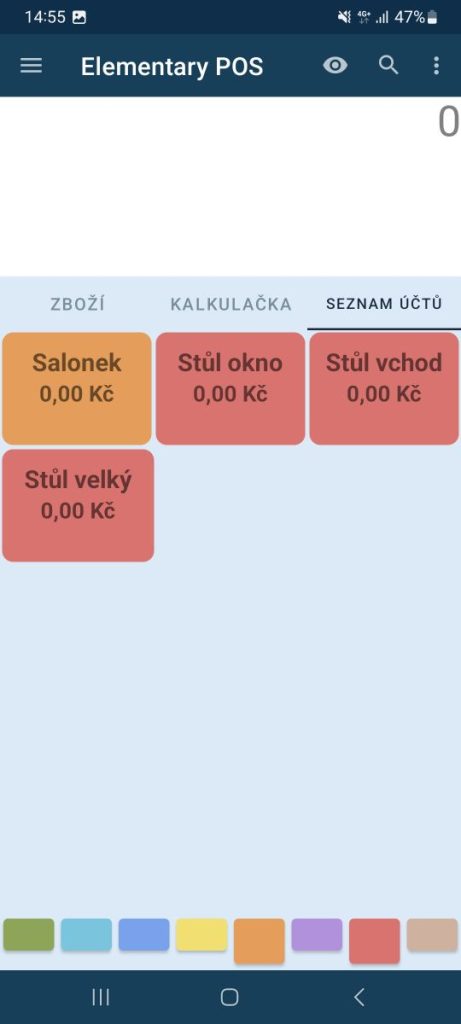 aplikace - filtrování účtů podle barev