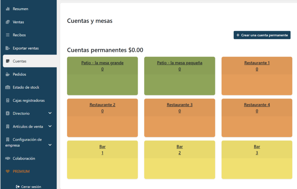 Elementary POS Oficina - color cuentas y mesas