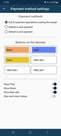 payment method settings