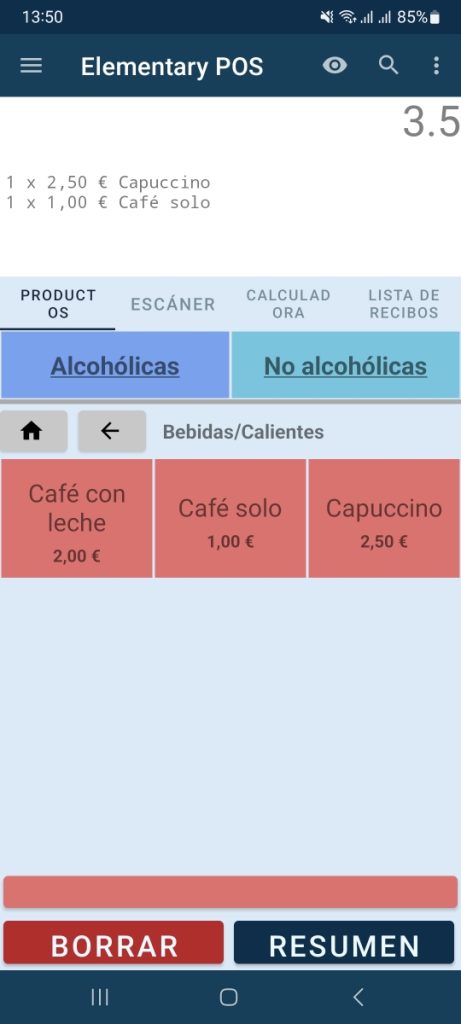 Categorías favoritas - toma pedidos